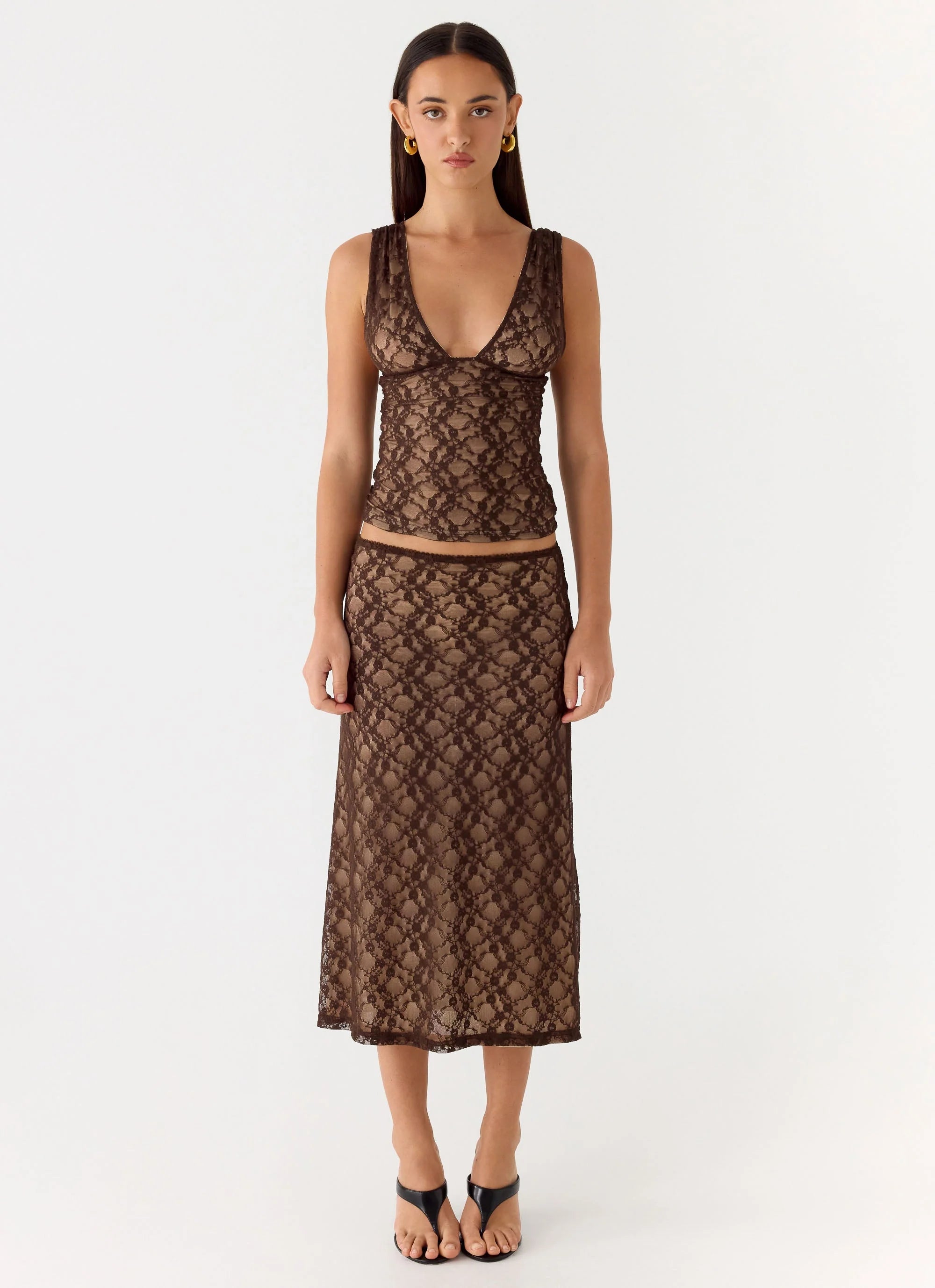 Options Lace Top Chocolate