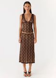 Options Lace Top Chocolate