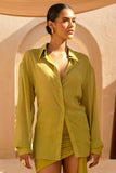 Zinna Green Plunge Neck Shirt