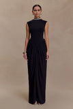 Elisa Diamante Neck Maxi Dress Black