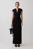 Briella V Neck Suiting Maxi Dress Black