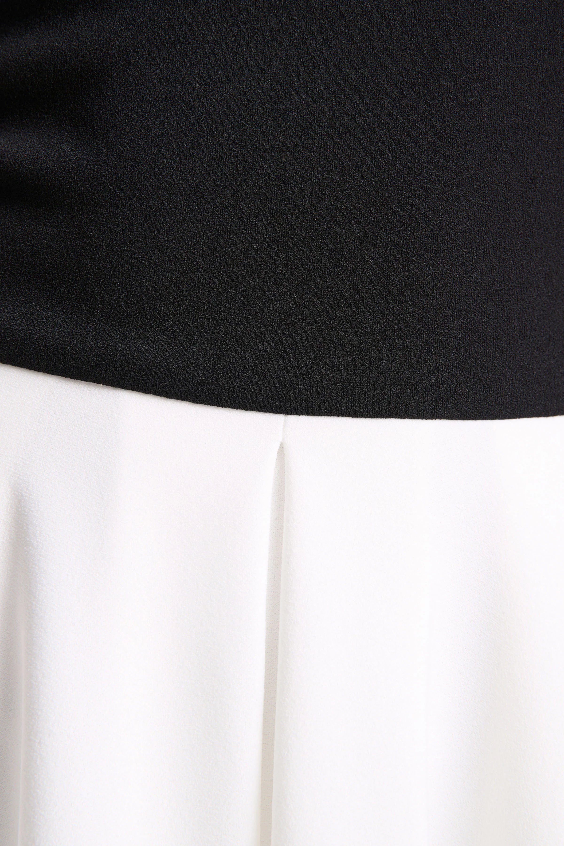 Frederica Black And White Bardot Neck Midi Dress