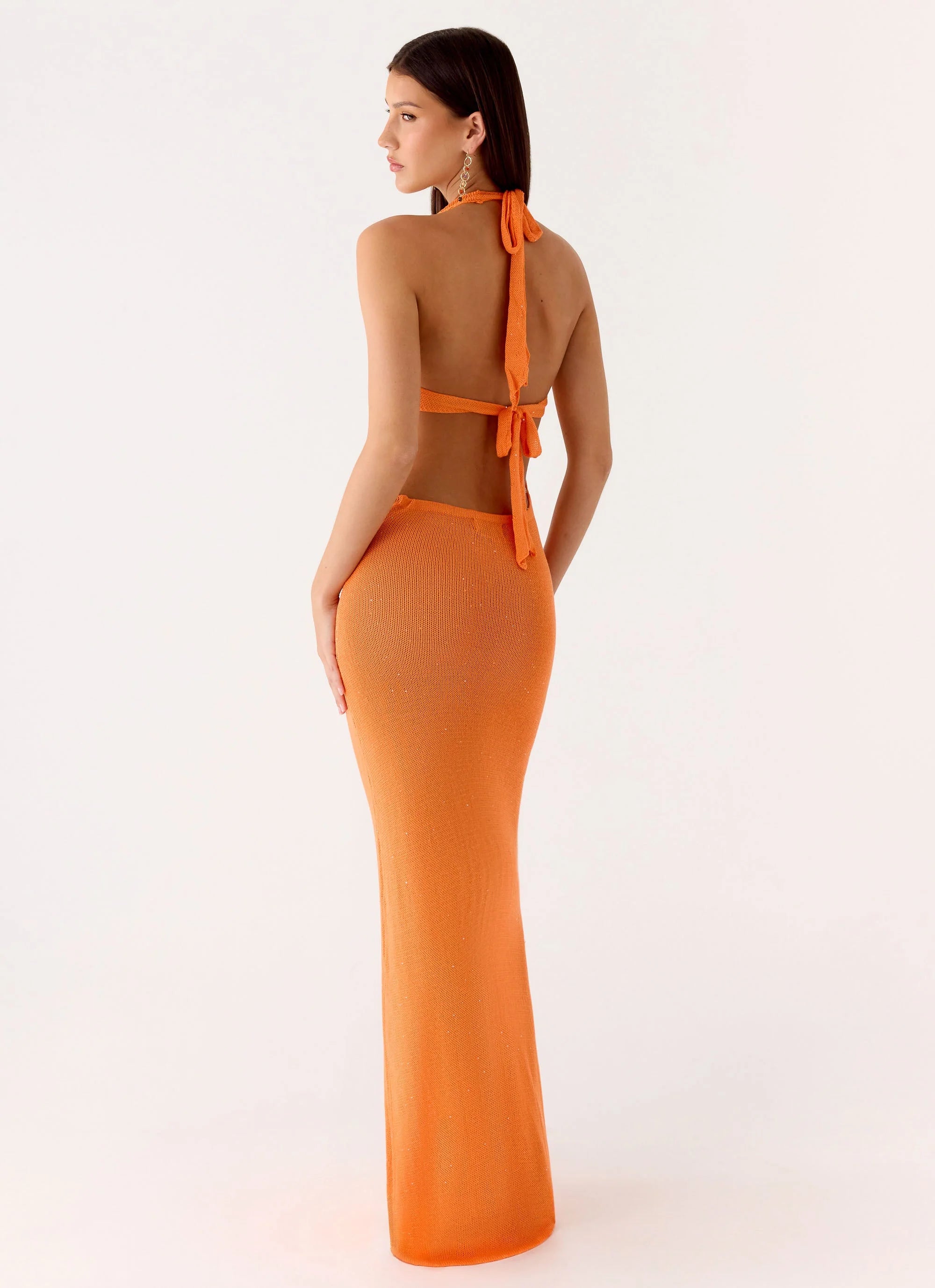 Delfina Cowl Knit Maxi Dress Orange