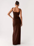 Balvin Cut Out Maxi Dress Cool Chocolate