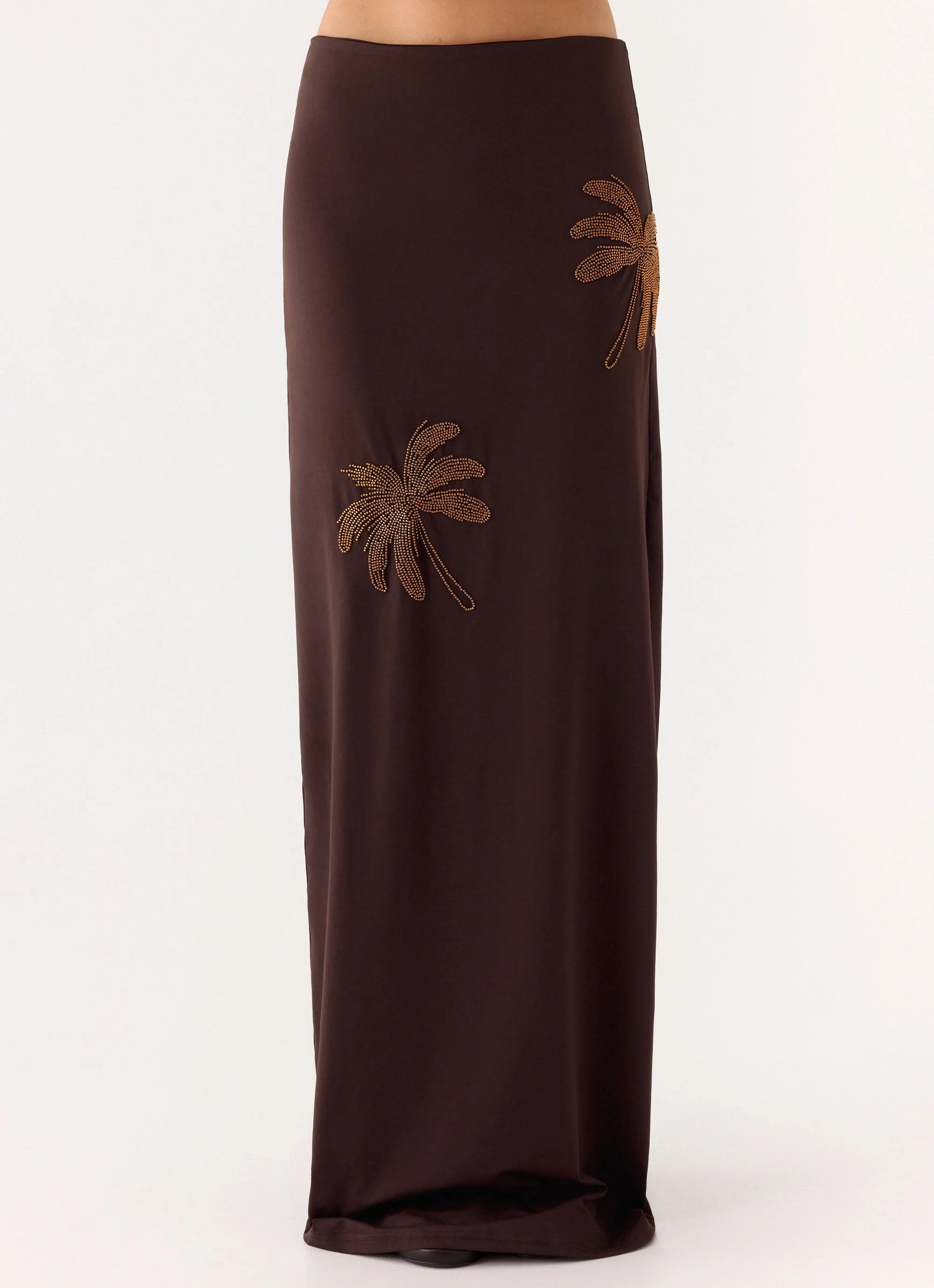 Brienne Beaded Maxi Skirt Chocolate