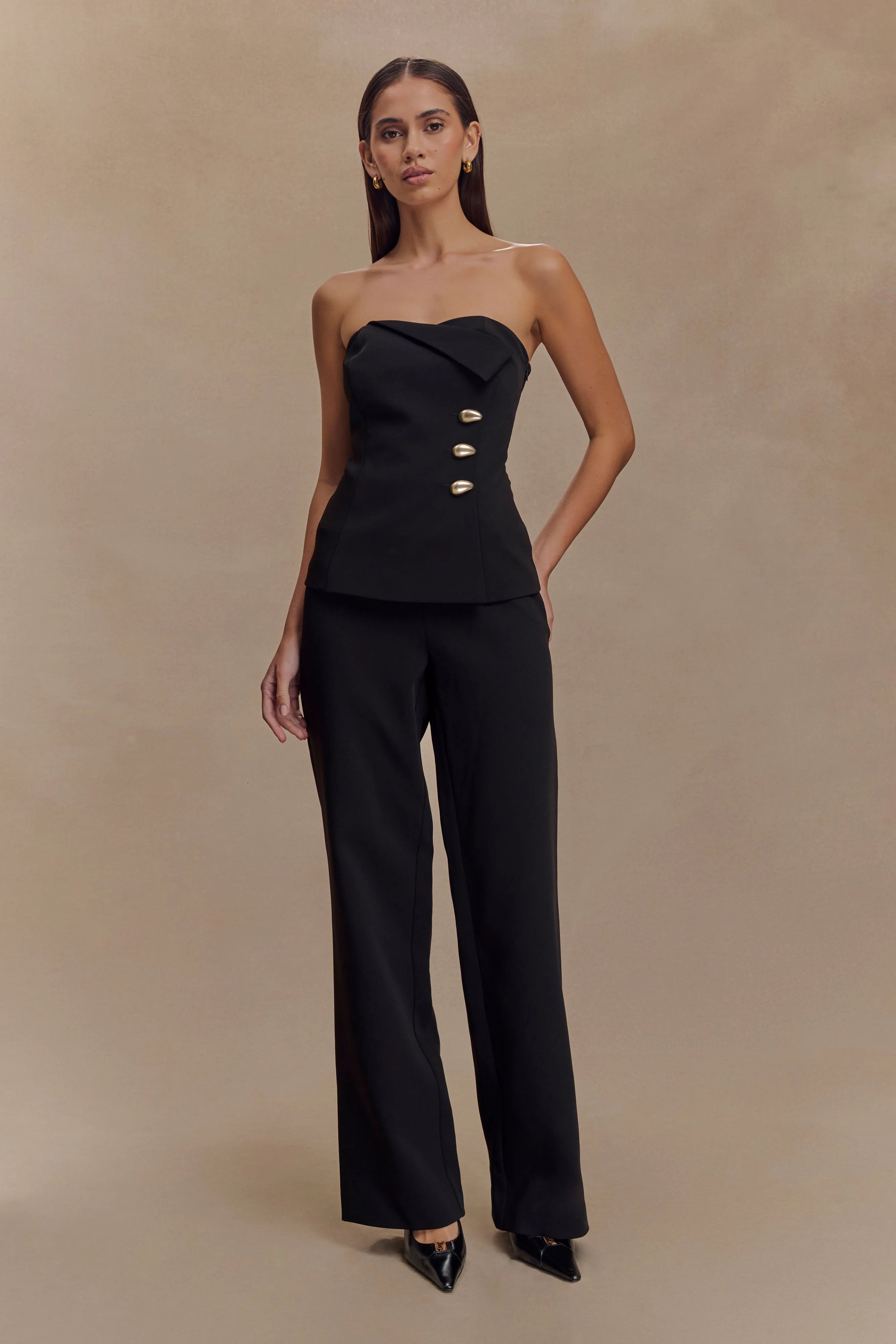 Lindie Strapless Suiting Top Black