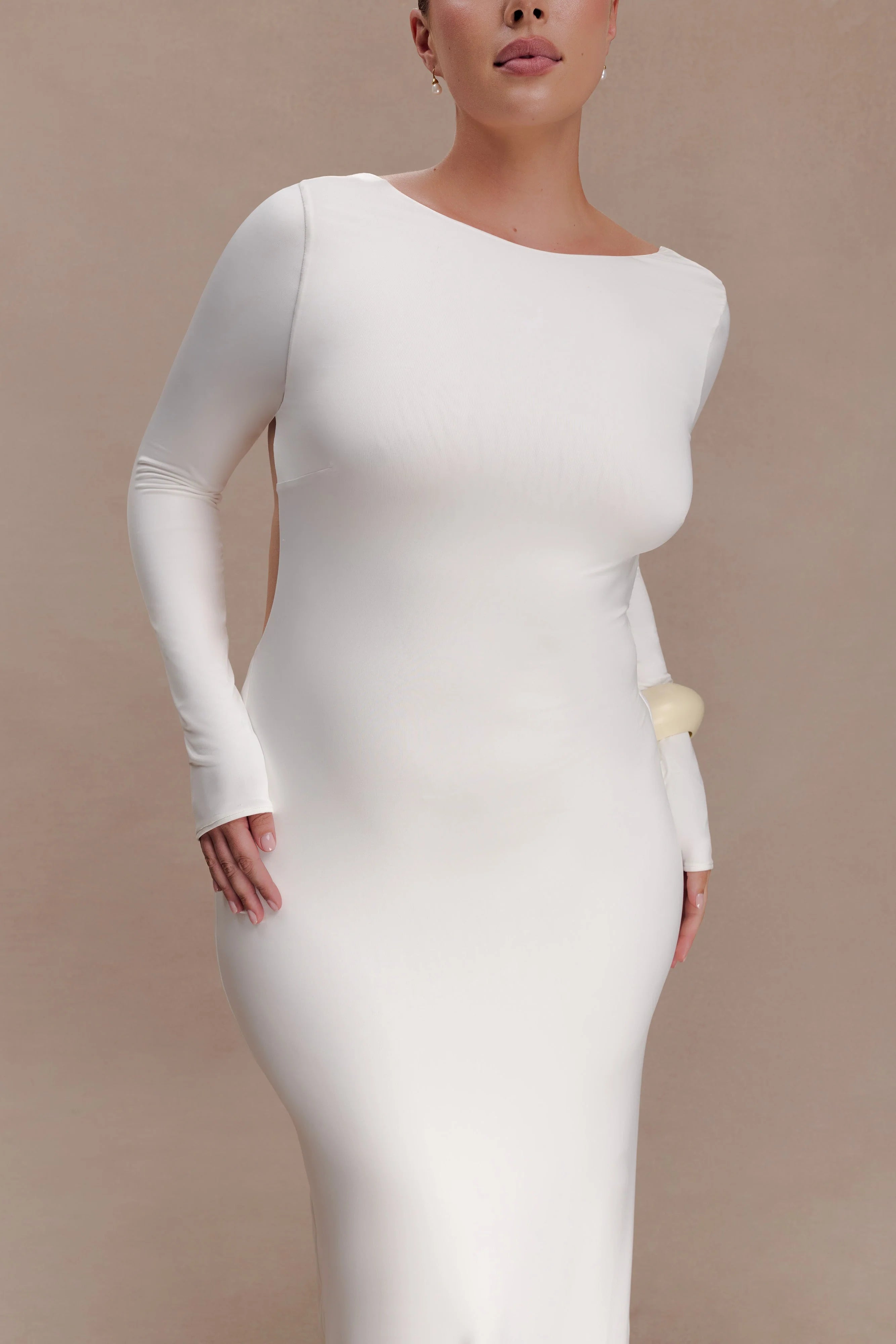 Marlene Slinky Low Back Maxi Dress White