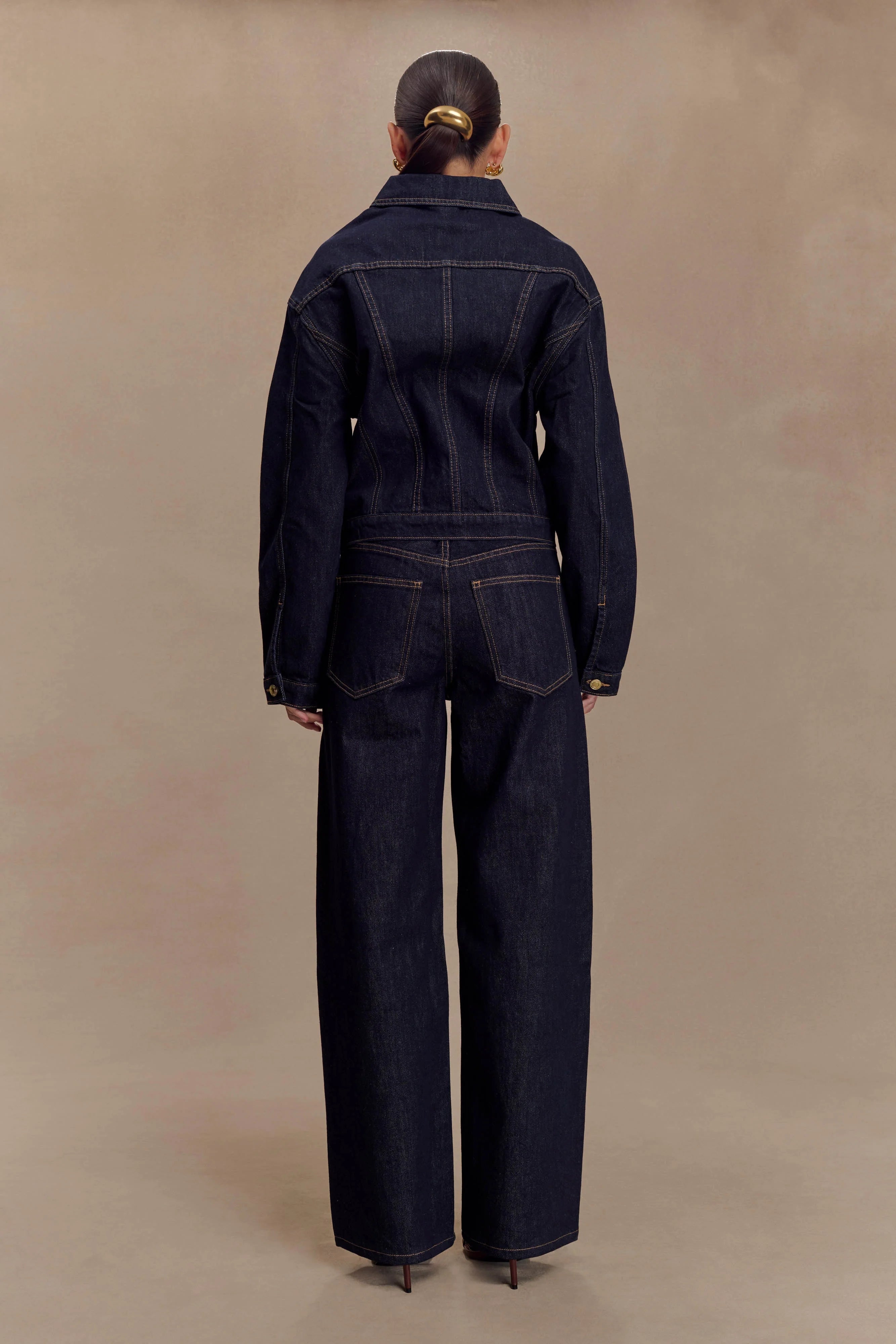 Kirra Cinched Denim Jacket Washed Indigo Blue