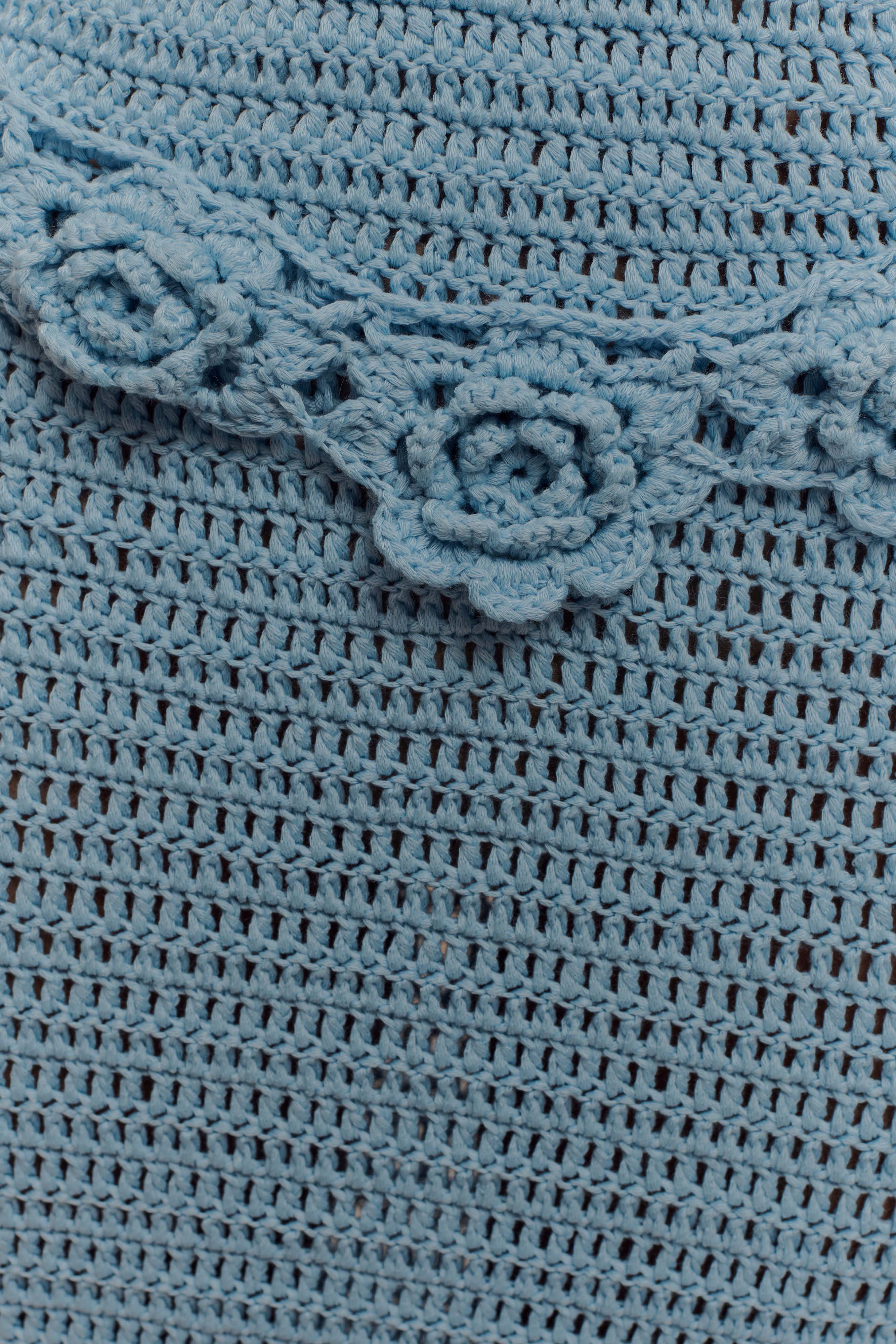 Teagan Floral Hand Crochet Midi Dress Blue