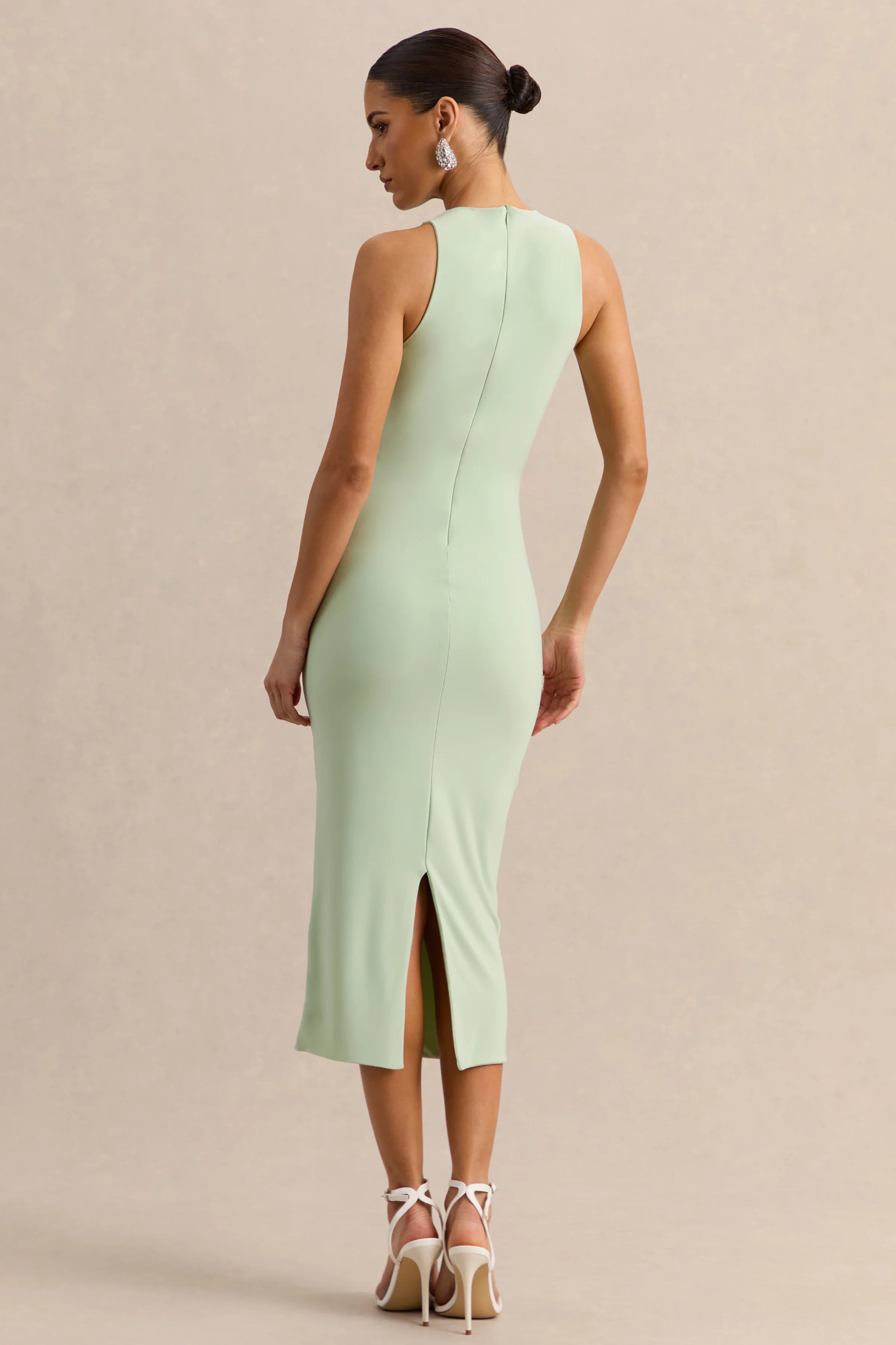 Mirana Mint High Neck Midi Dress