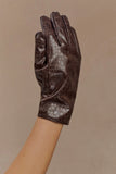 Atlas Faux Leather Crocodile Gloves Chocolate