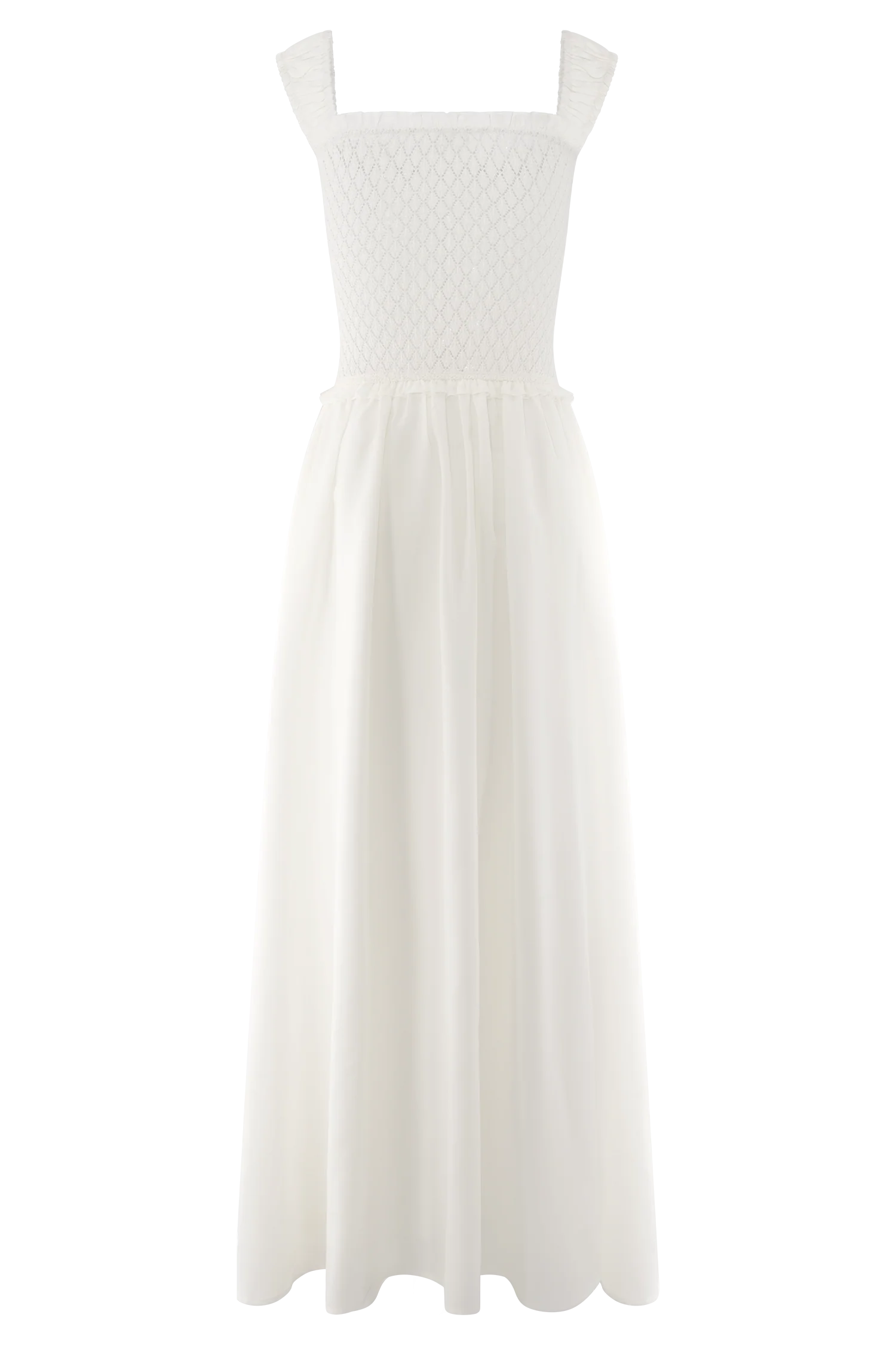 Tahlia Pointelle Knit Midi Dress White