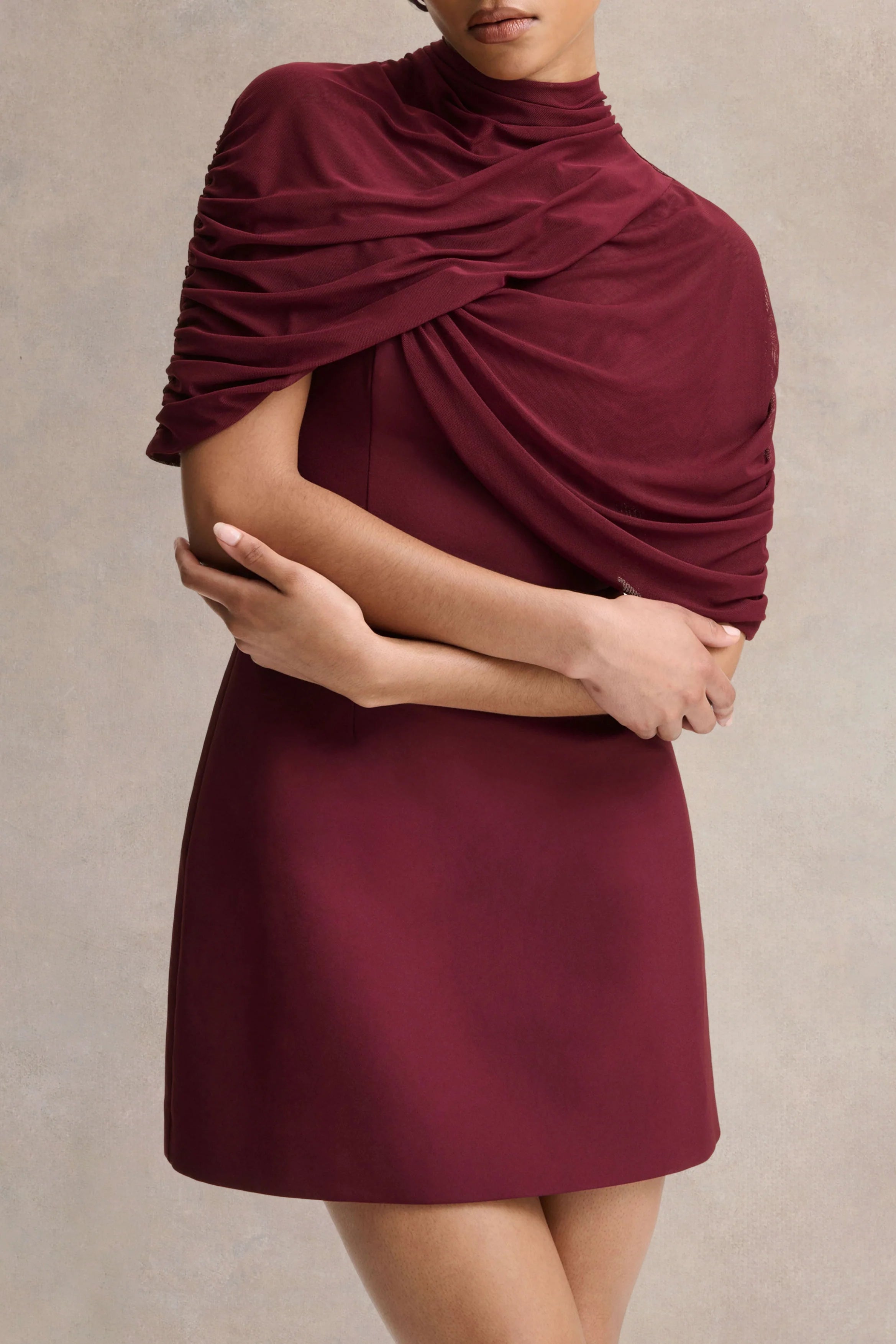 Veda Burgundy Square Neck Mini Dress