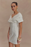 Pascale Off Shoulder Denim Mini Dress White