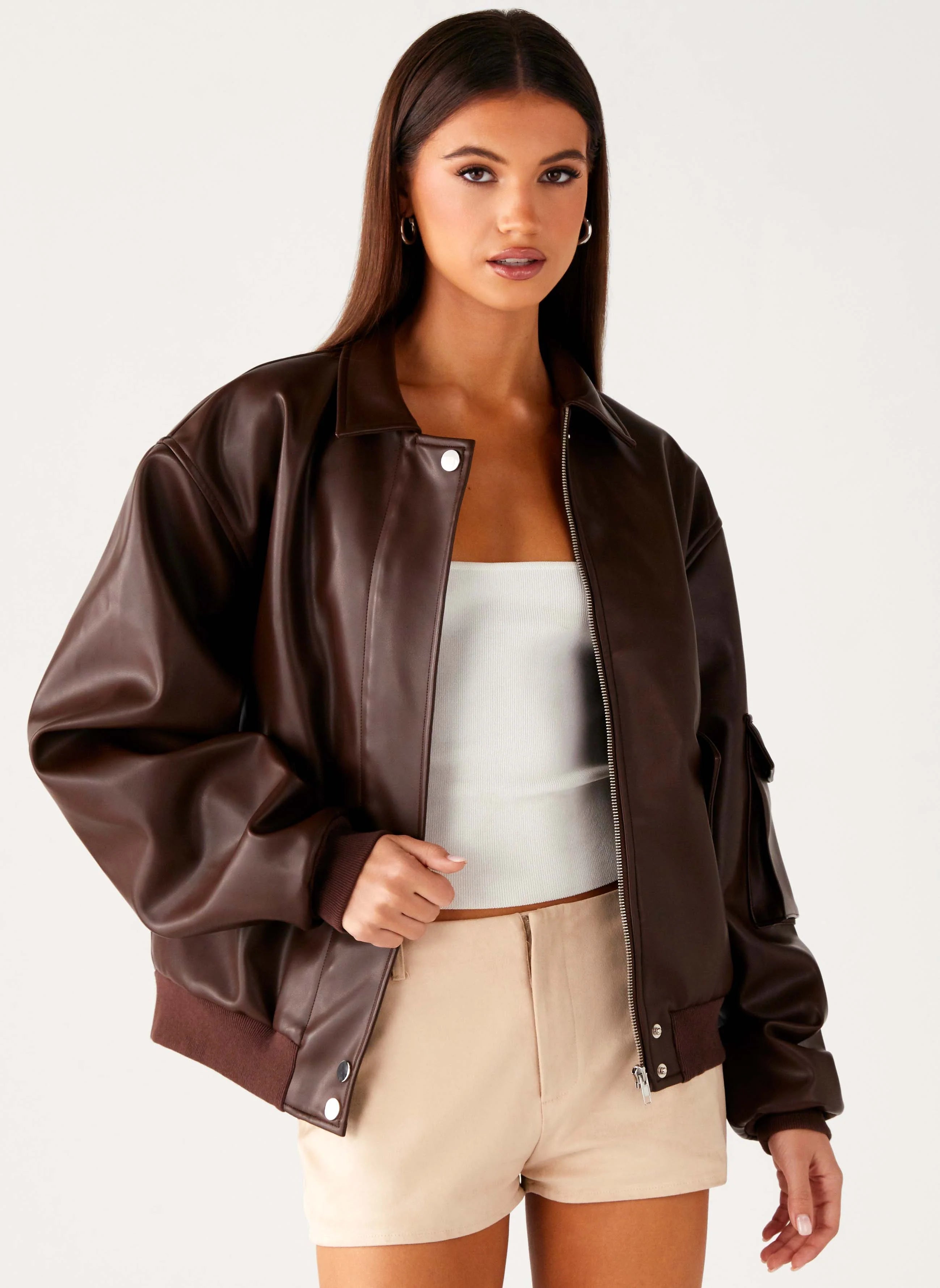 Indara Bomber Jacket Chocolate