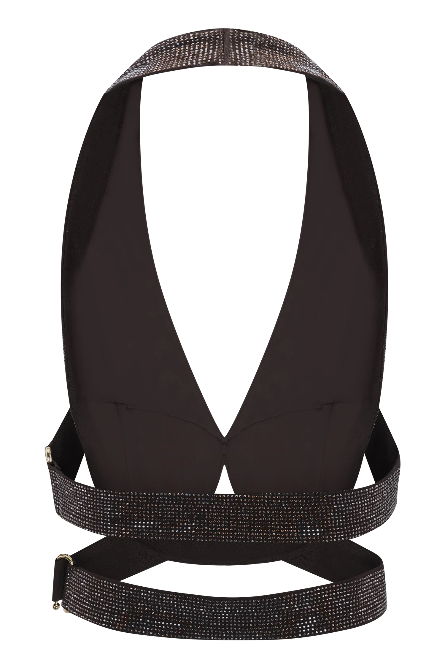 Siren Satin And Diamante Halter Top Dark Chocolate