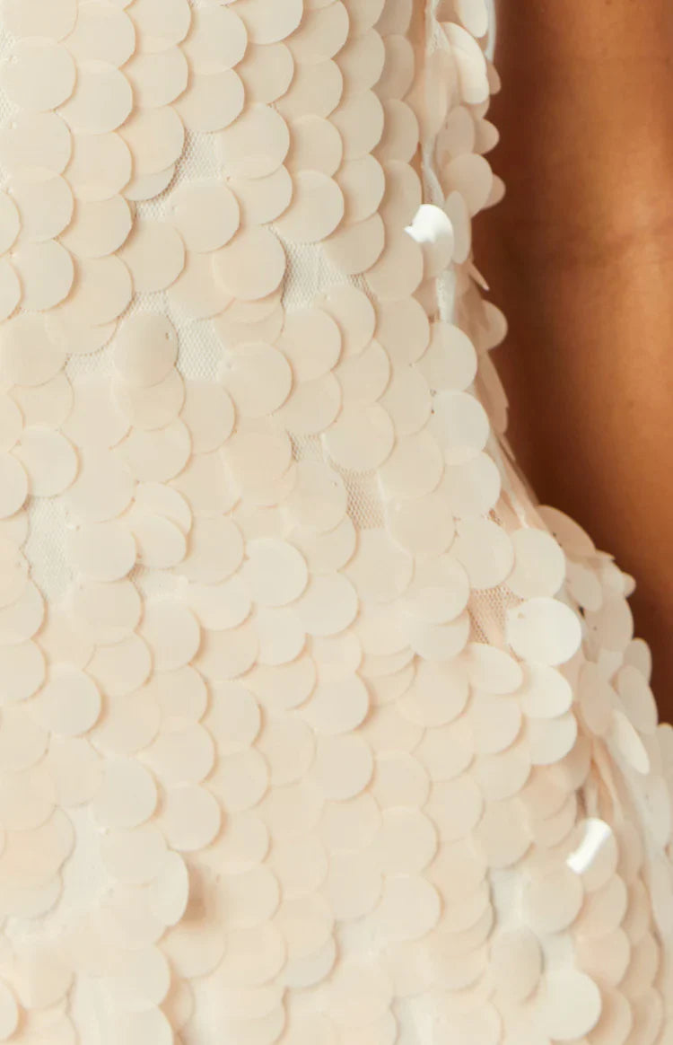 Feelin 22 Cream Sequin Mini Dress