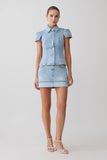 Bently Short Sleeve Denim Top Washed Light Blue