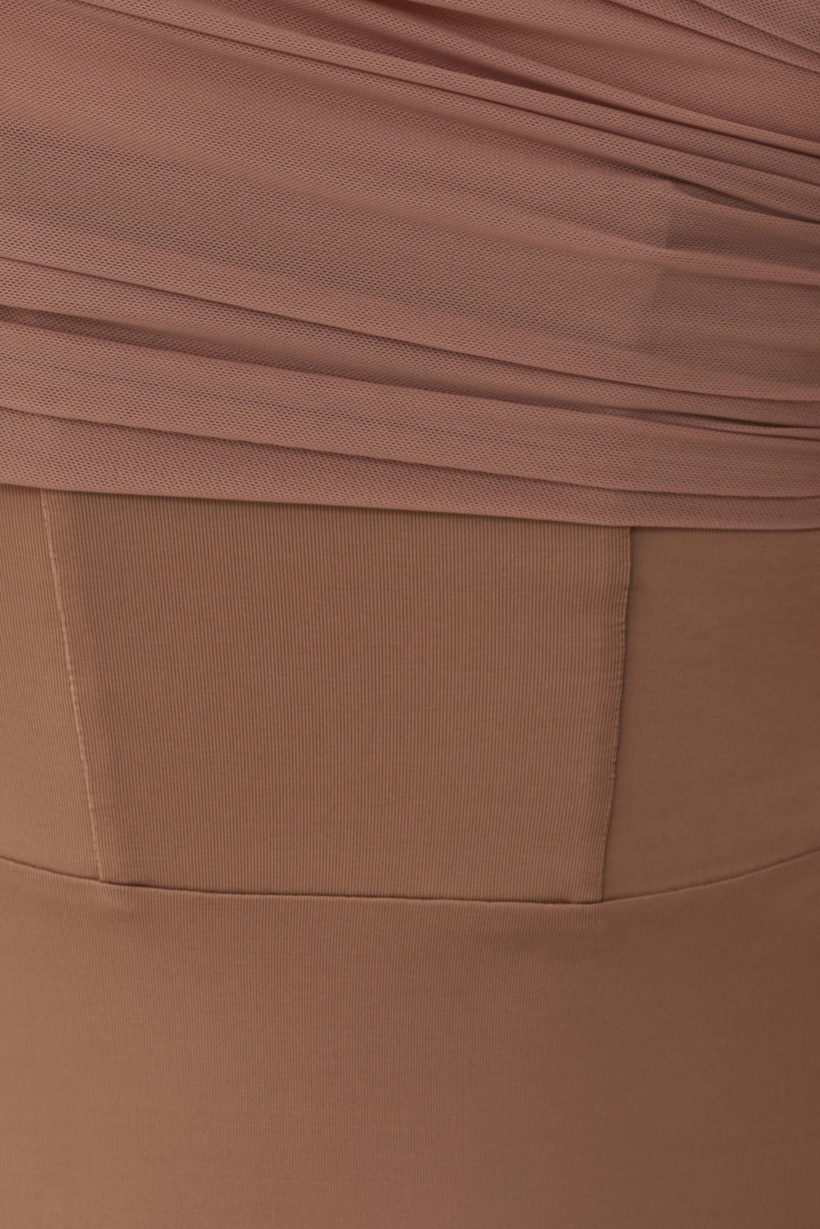 Hanh One Shoulder Mesh Maxi Dress Tan
