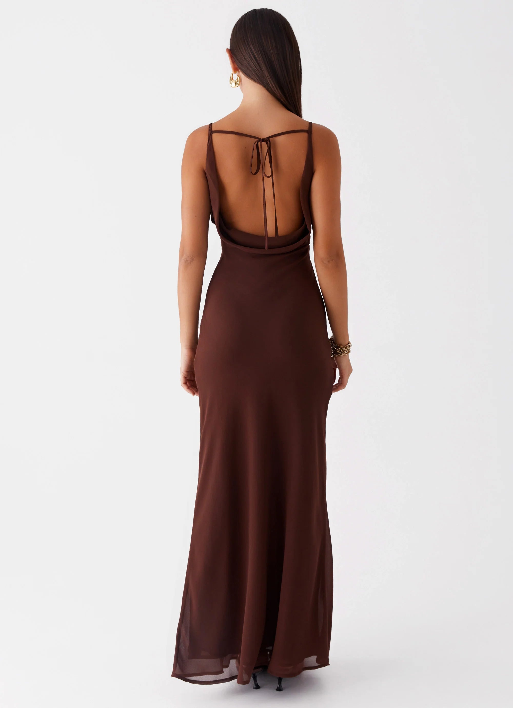 Dove High Neck Maxi Dress Chocolate