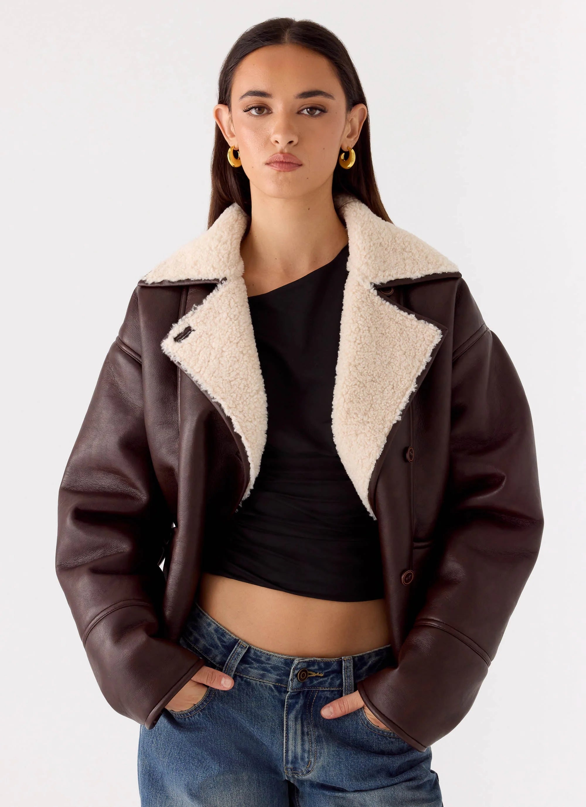 Demine Double Faced Short Coat Chocolate