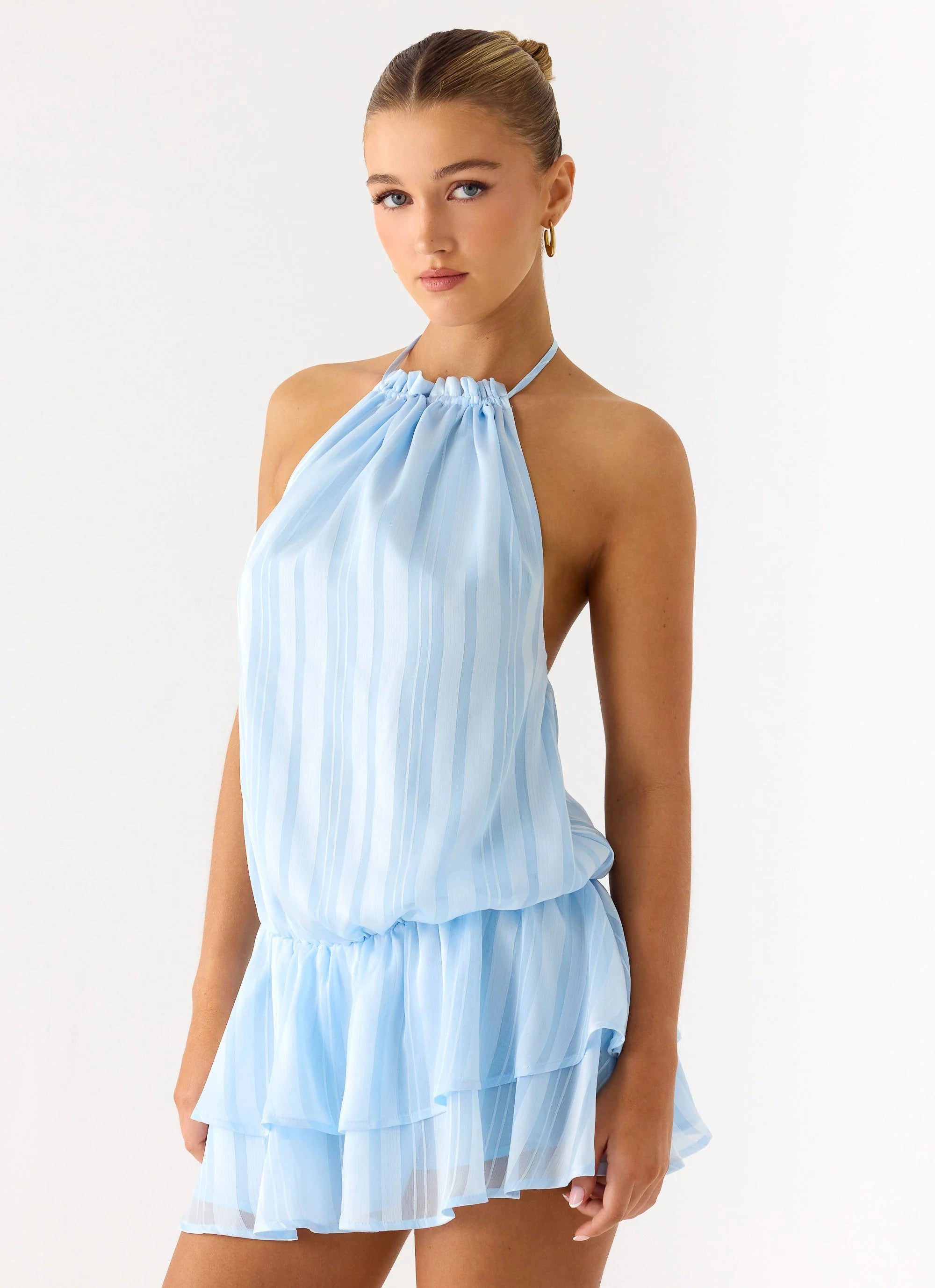 Parade Halter Mini Dress Baby Blue