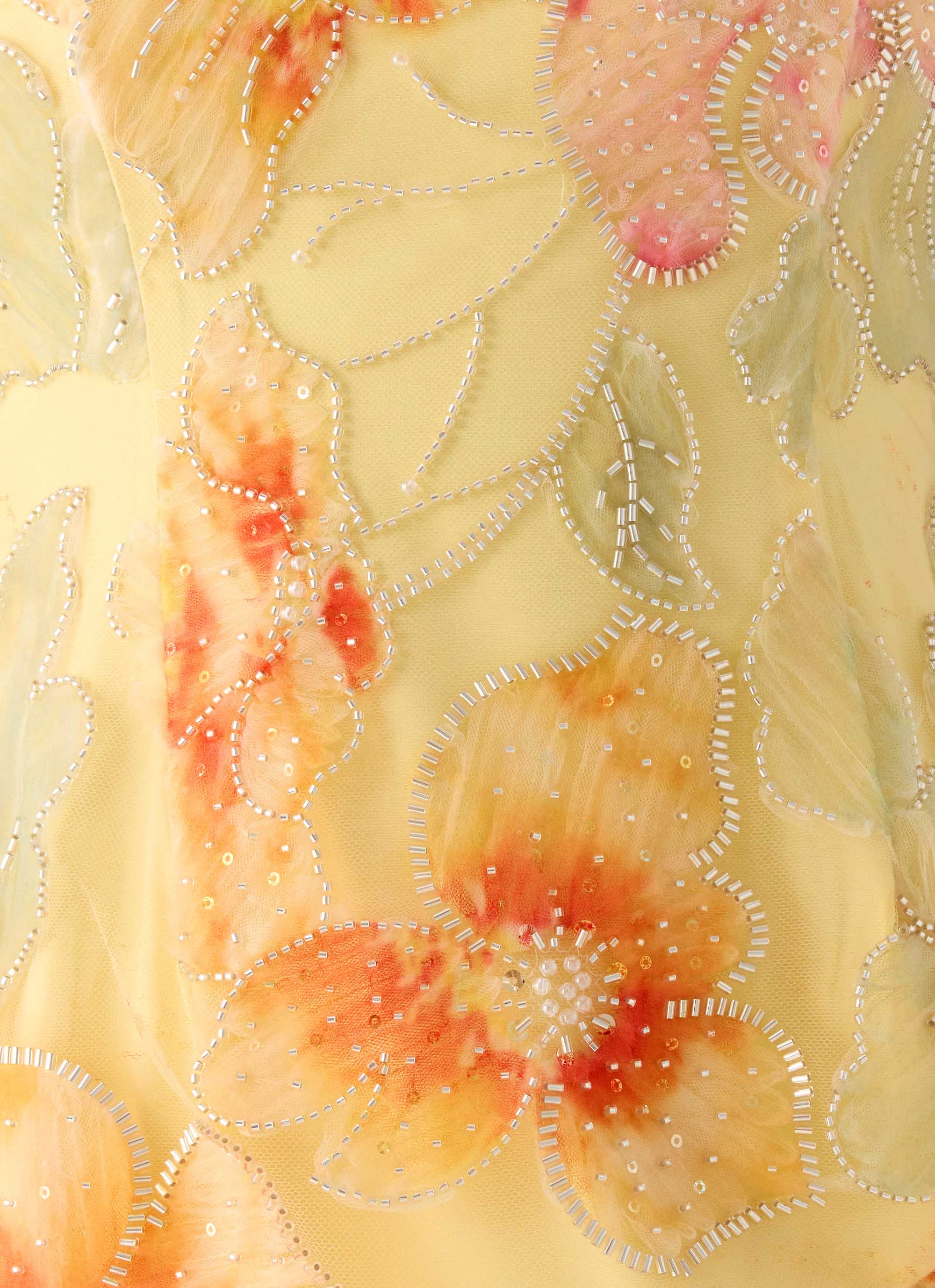 Morning Light Beaded Maxi Dress Yellow Floral Beaded