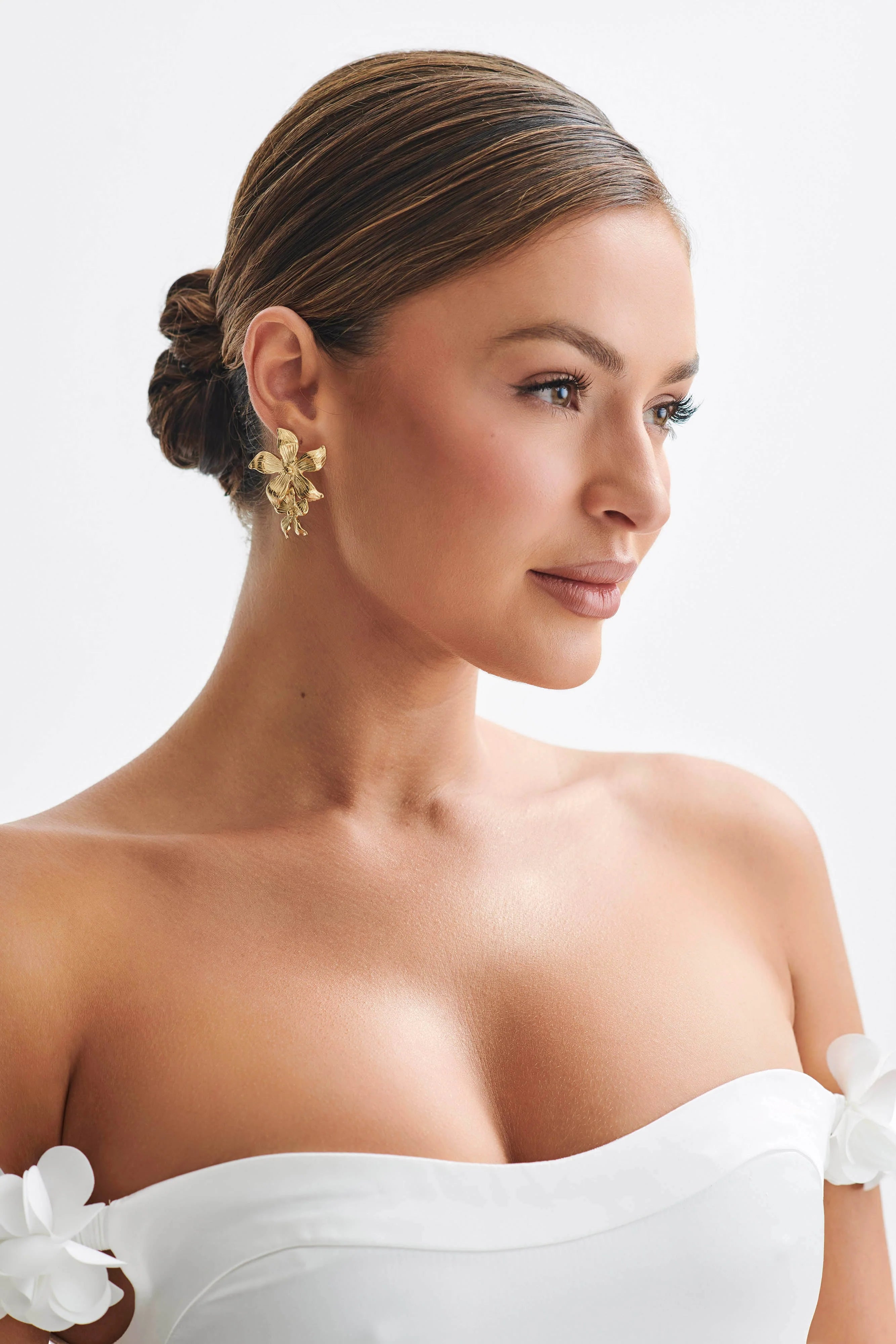 Infatuated Drop Flower Earrings Gold