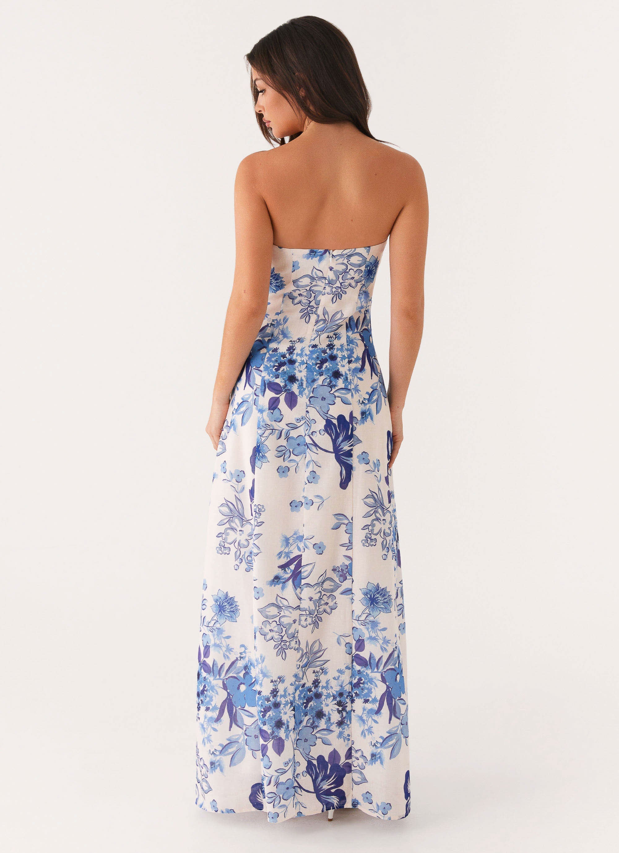 Tayla Linen Maxi Dress Serene Sky Floral