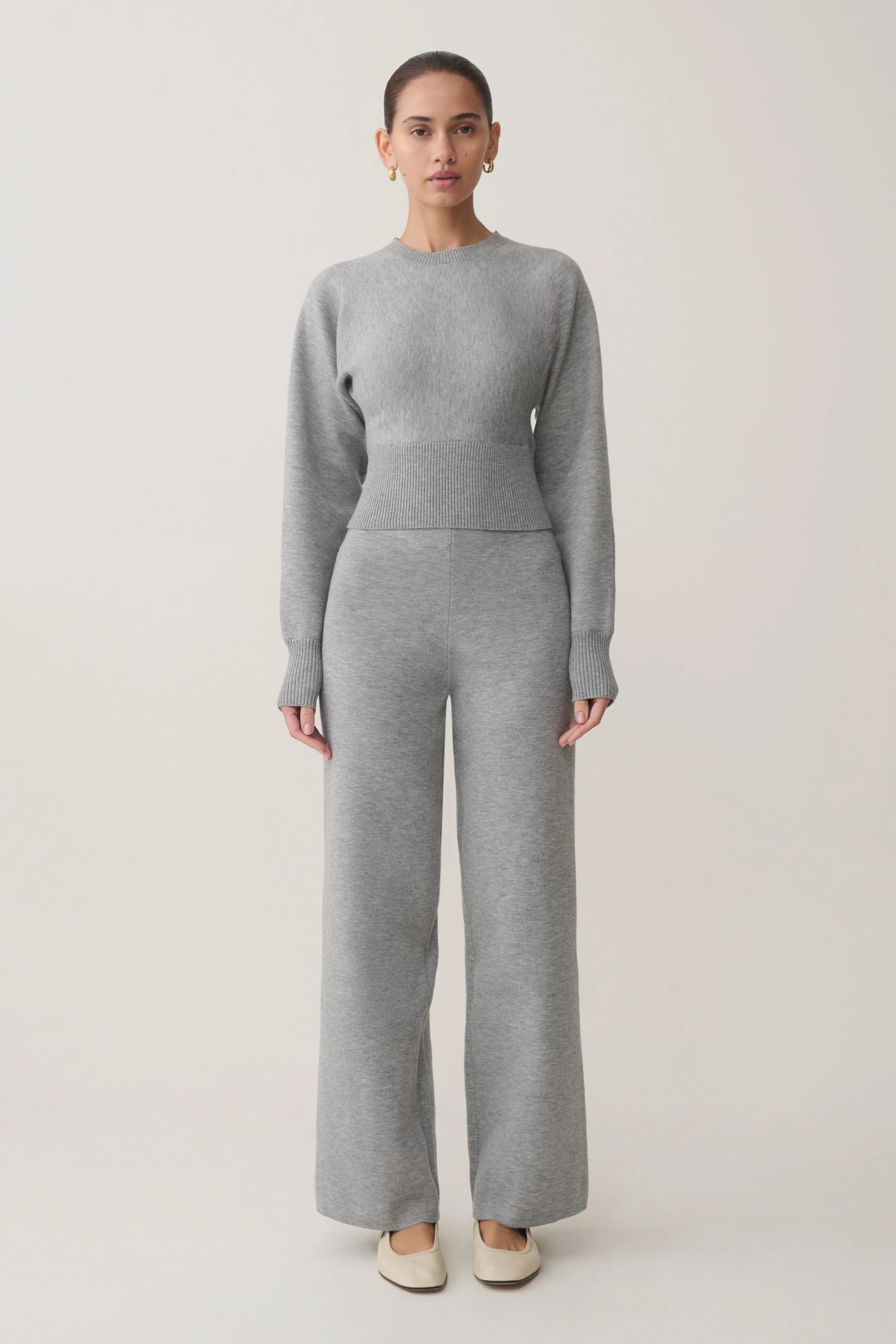 Kerrymae Straight Leg Knit Pants Grey Marle