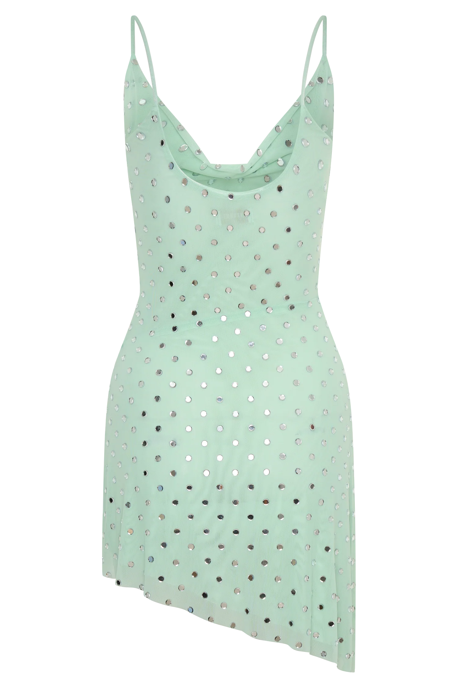 Zahra Diamante Cowl Mini Dress Mint