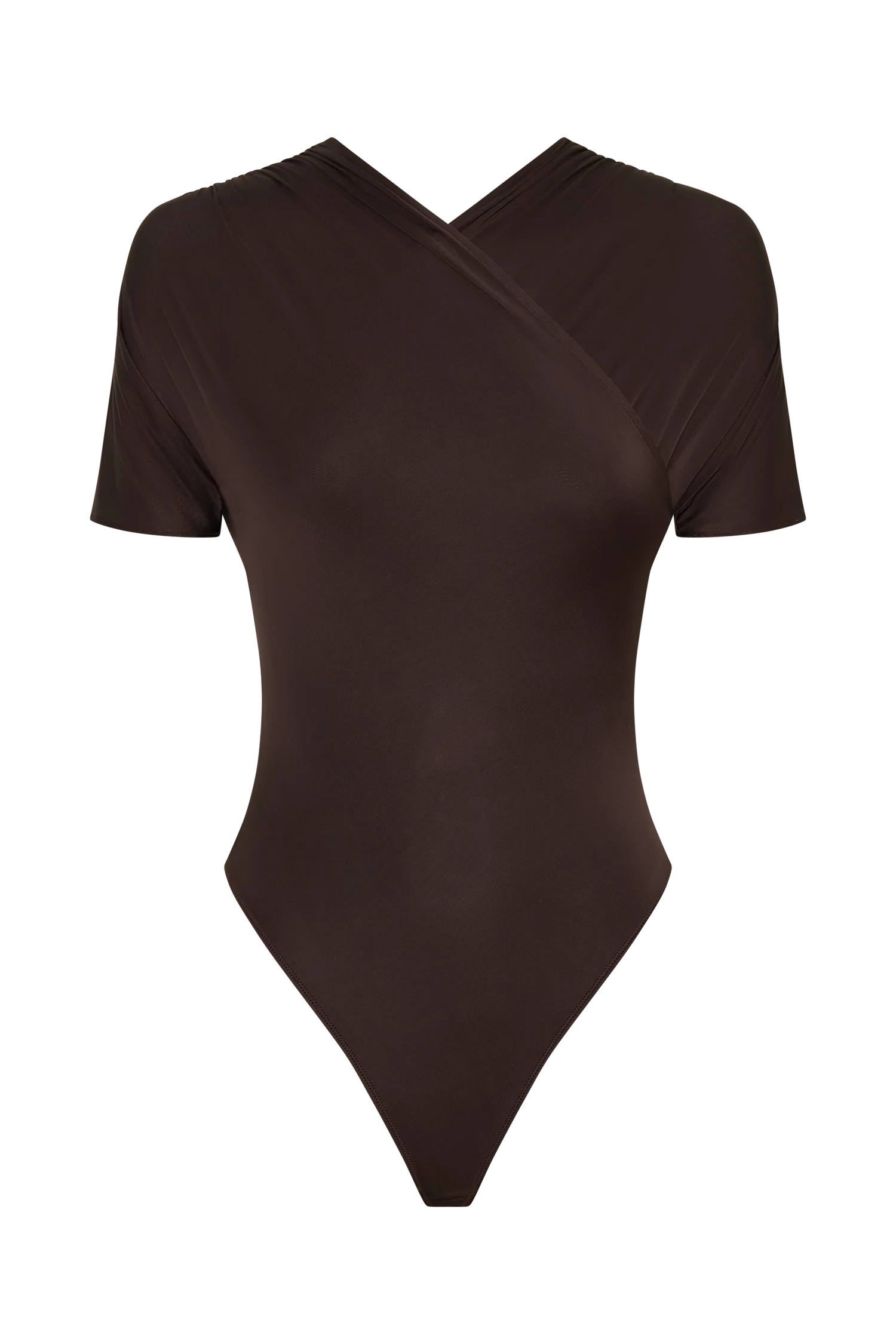 Junie Shortsleeve Cross Over Bodysuit Chocolate