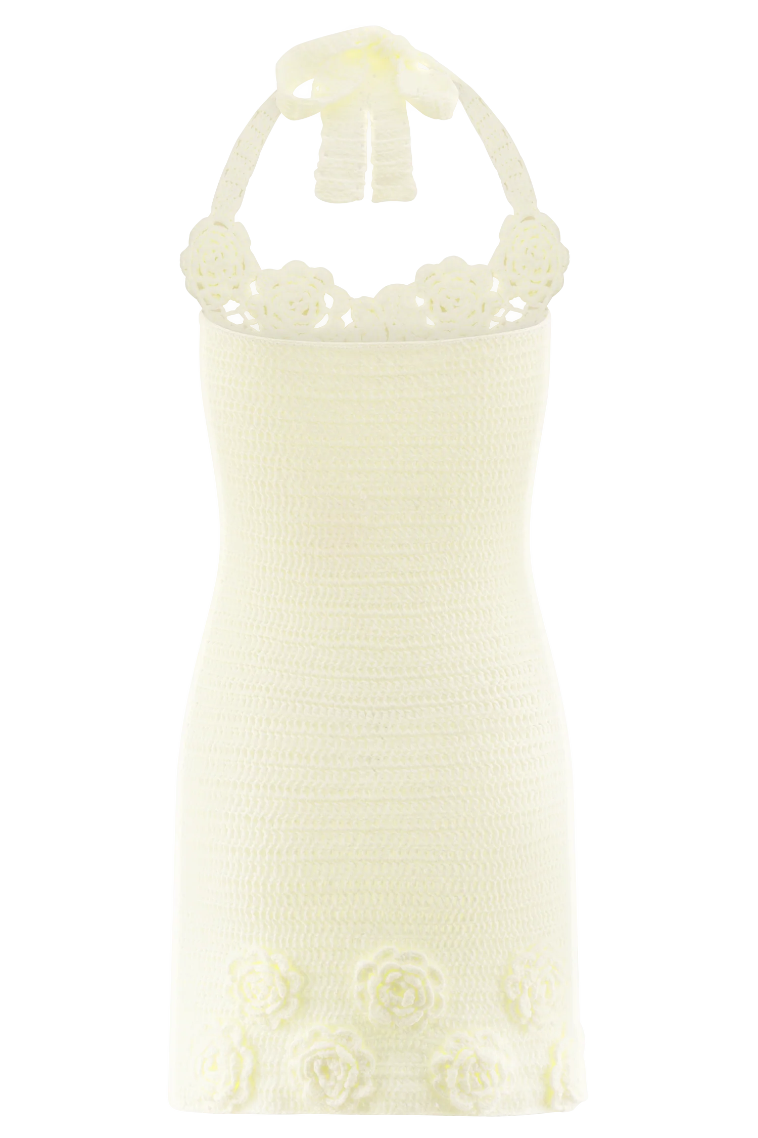 Liyah Floral Hand Crochet Mini Dress Ivory