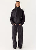 James PU Bomber Jacket Black