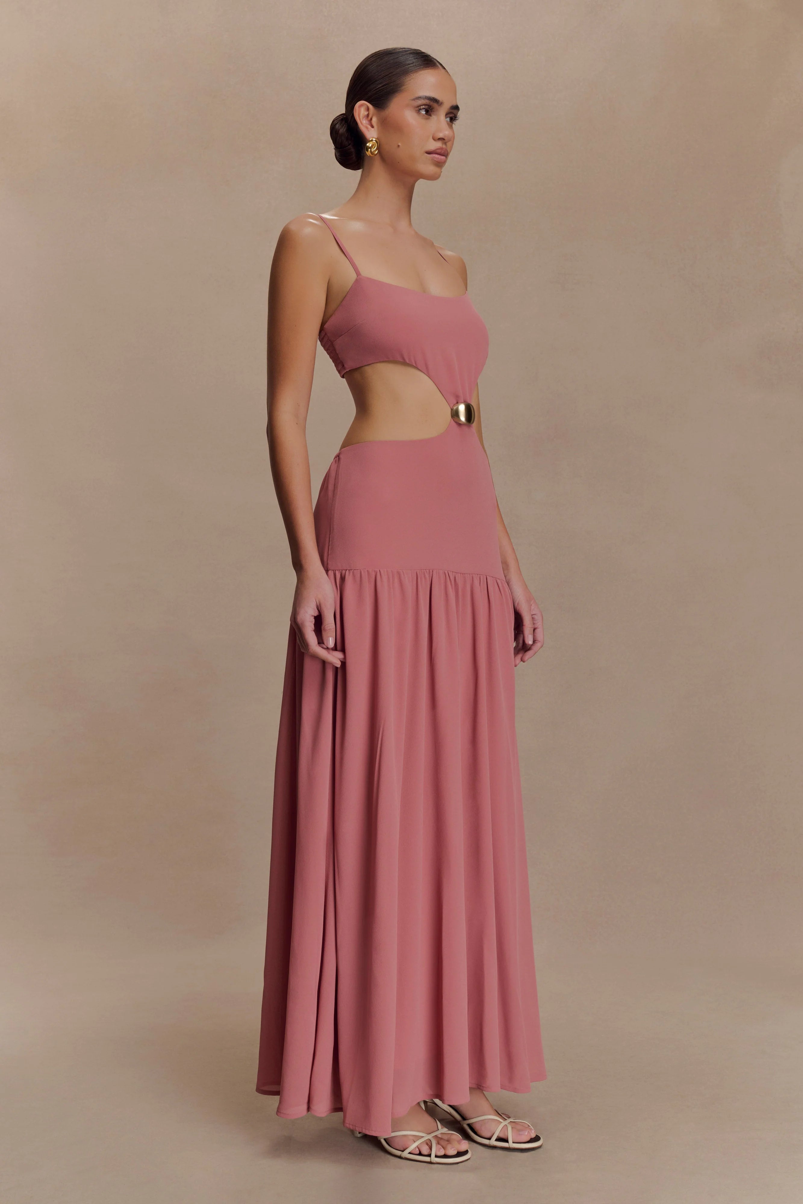 Georgina Chiffon Midi Dress Burnt Rose
