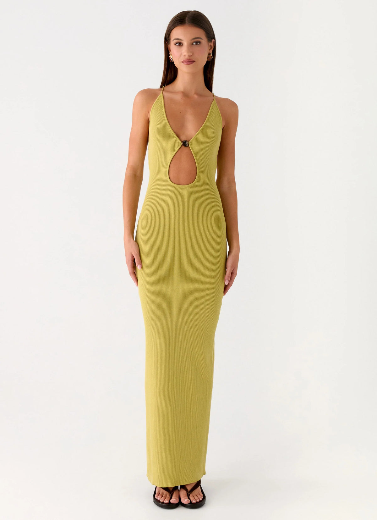 Hold On Tight Knit Maxi Dress Olive