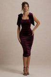 Tarna Port Velvet Midi Dress With Bow Straps