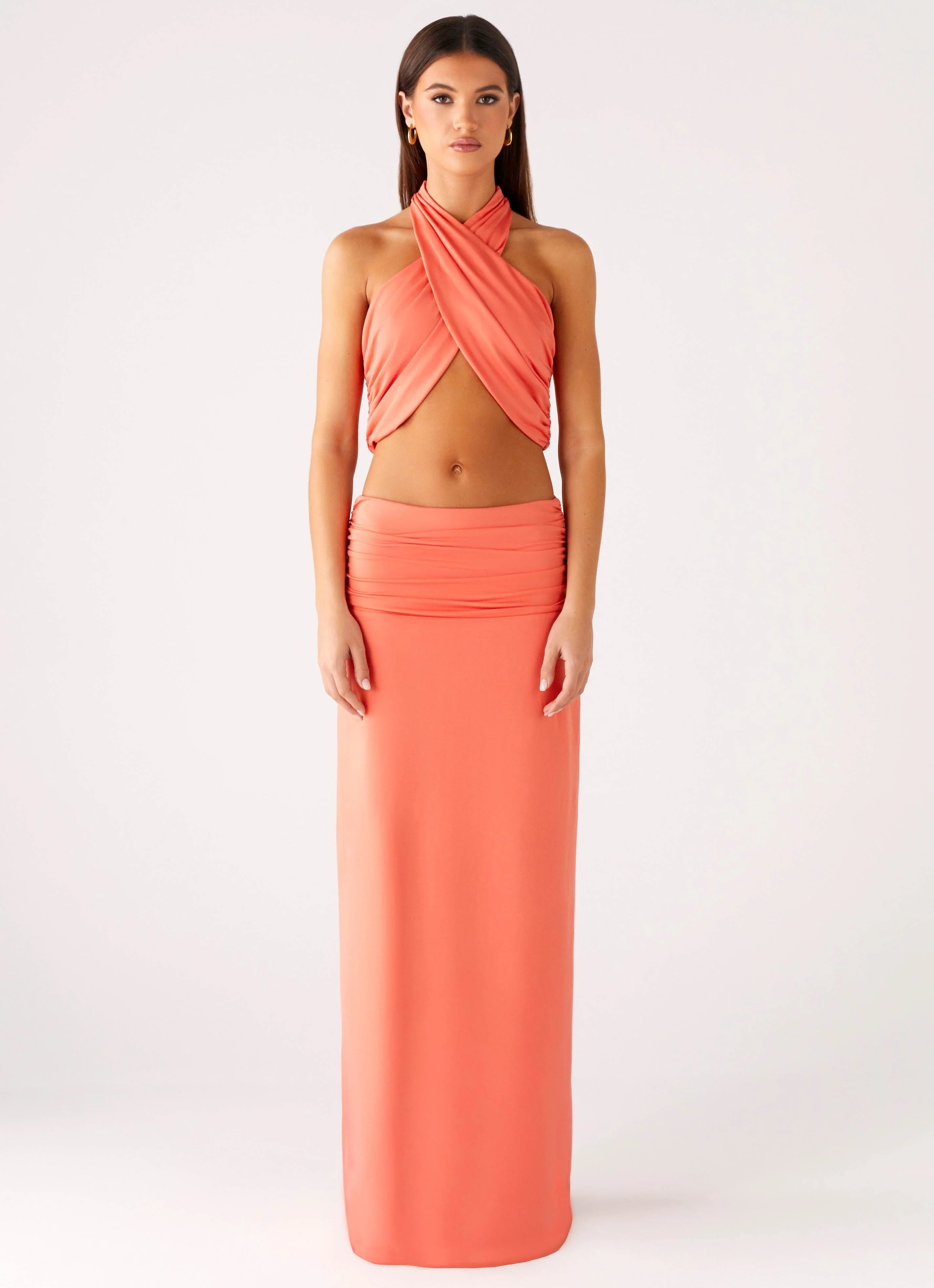 Elisabetta Maxi Skirt Coral