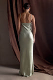 Lilly Sweetheart Satin Maxi Dress Sage