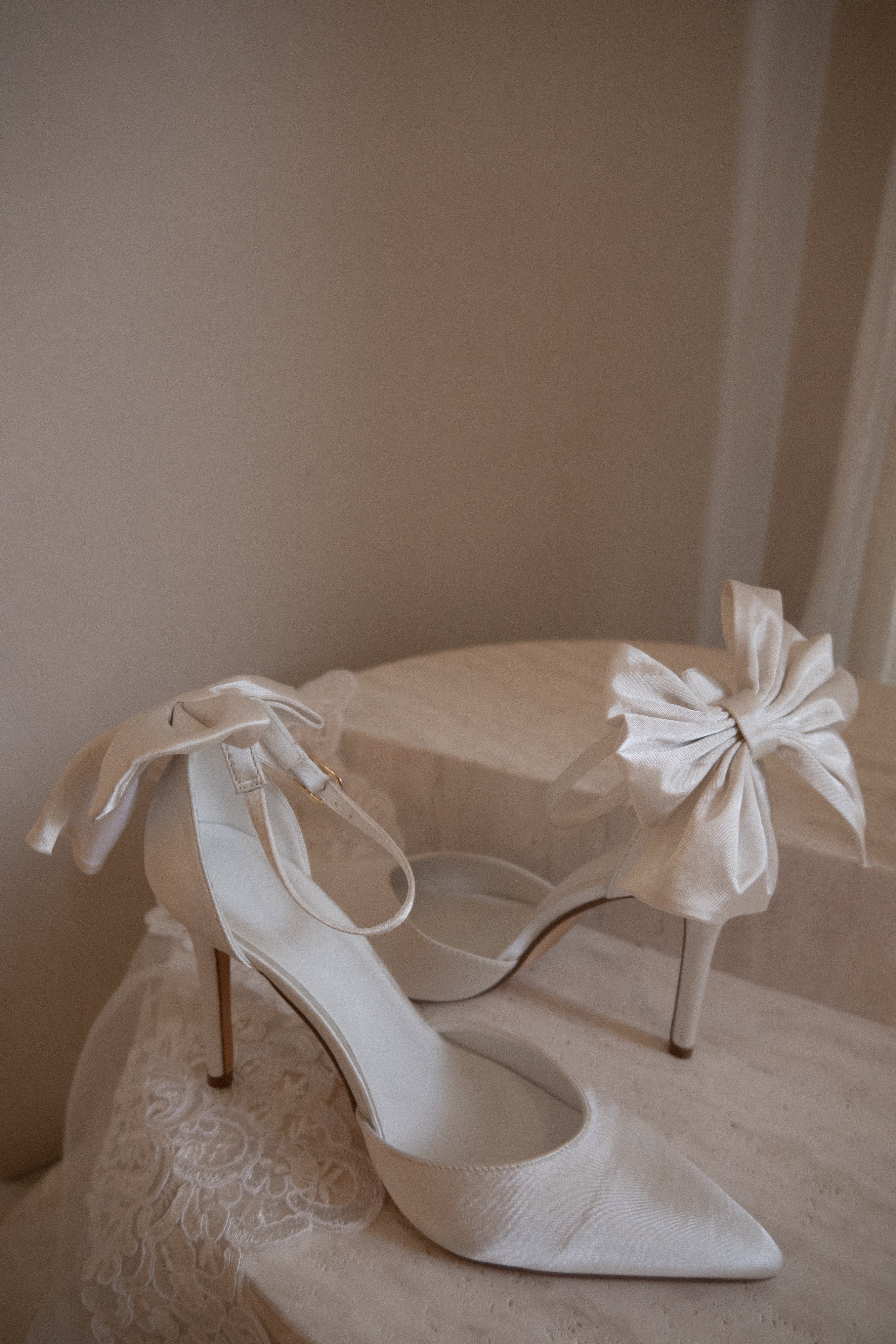 Charmed Satin Bow Heel White