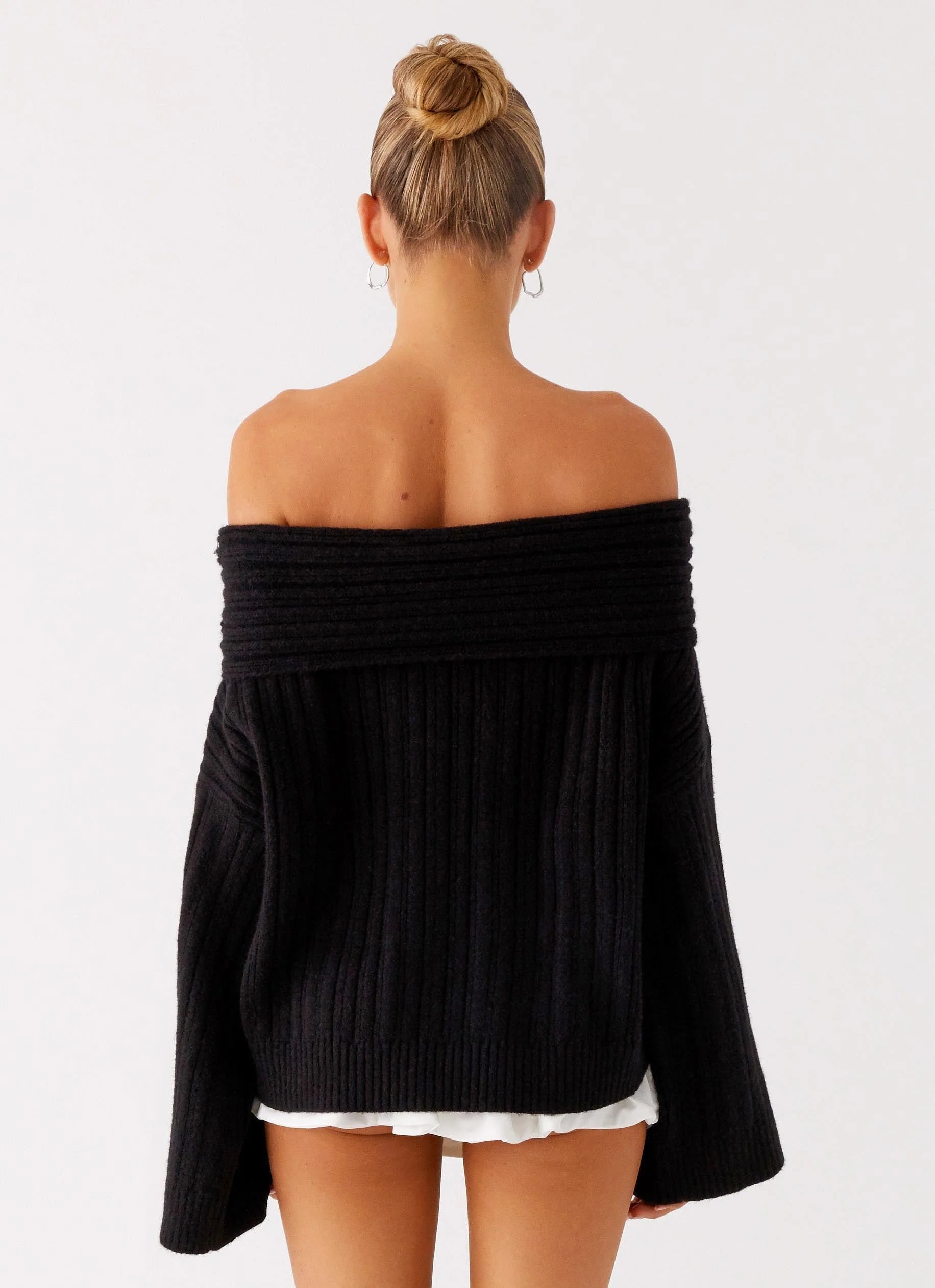 Federica Off Shoulder Knit Black