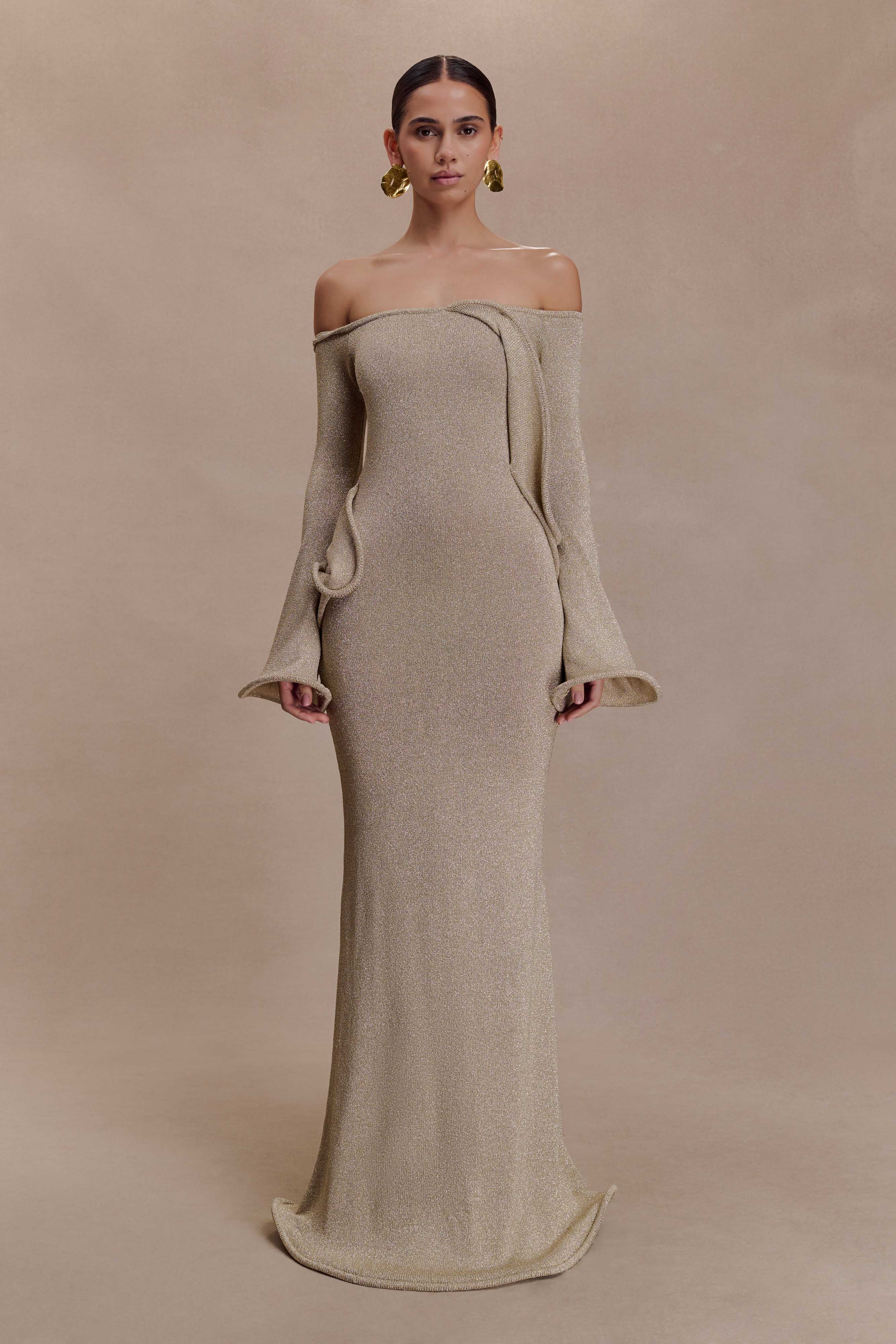 Sandrine Lurex Knit Maxi Dress Gold