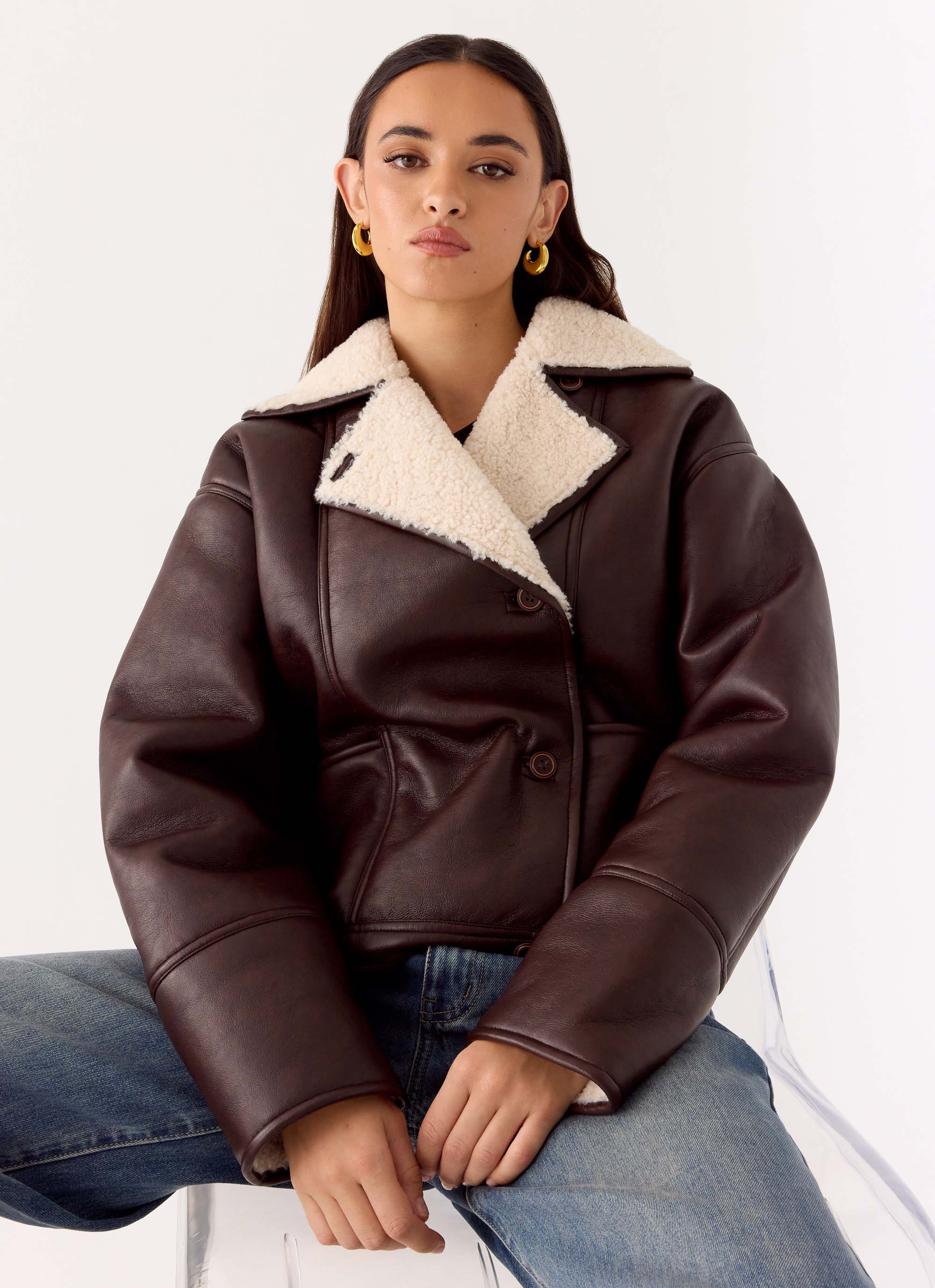 Demine Double Faced Short Coat Chocolate