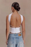 Talia Chiffon And Linen Halter Top White