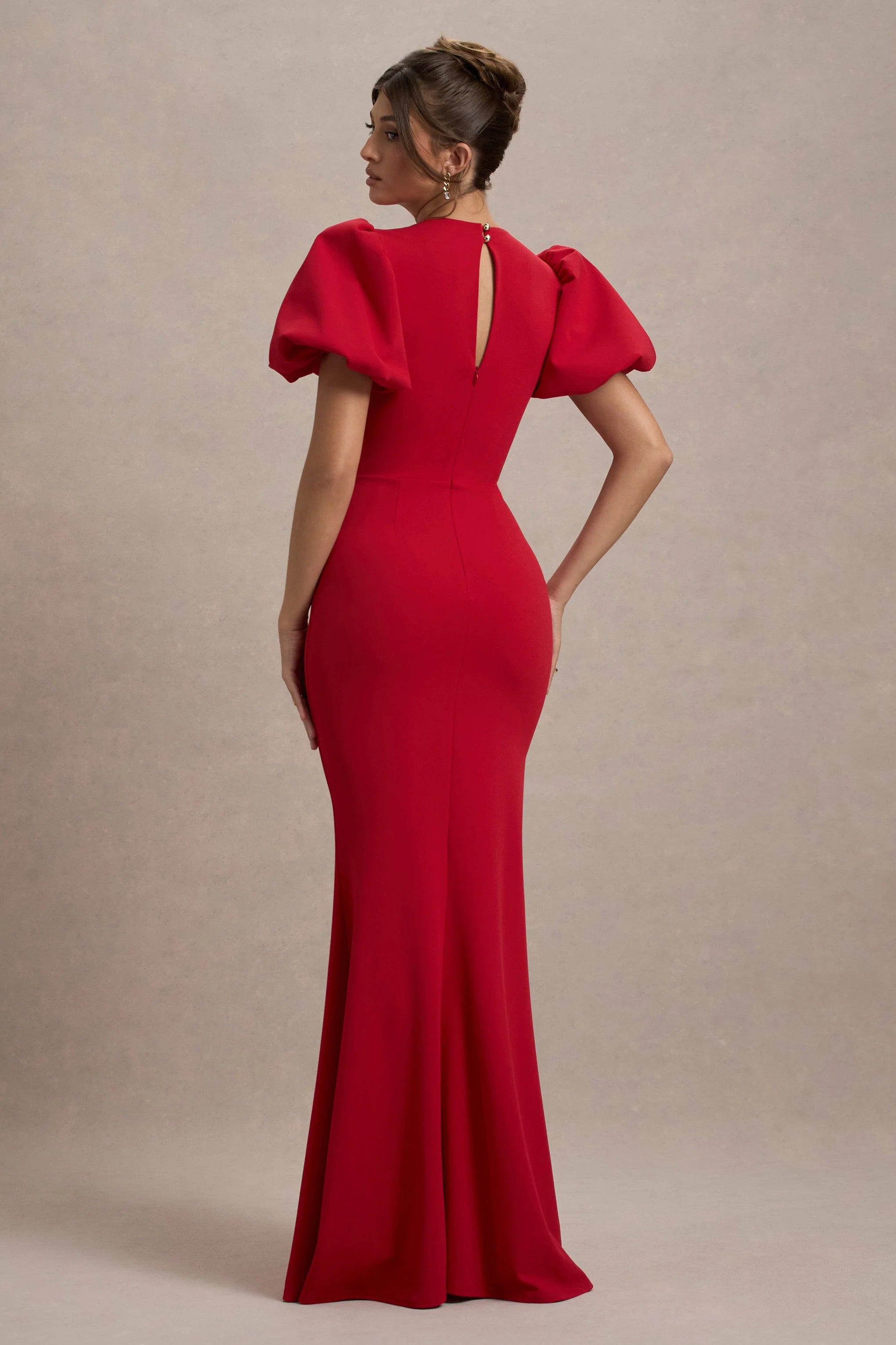 Love Letters Red Puff Sleeve Maxi Dress