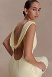 Galilea Crepe Draped Maxi Dress Lemon