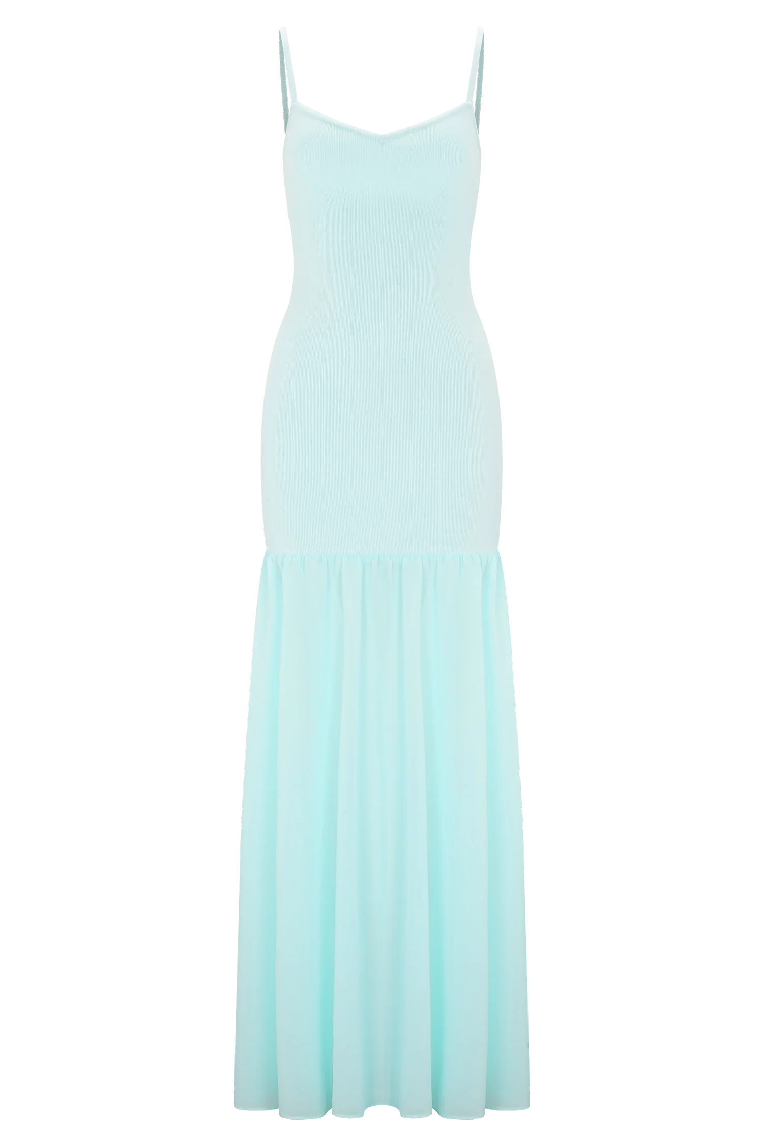 Deanne Bandage And Chiffon Knit Maxi Dress Blue