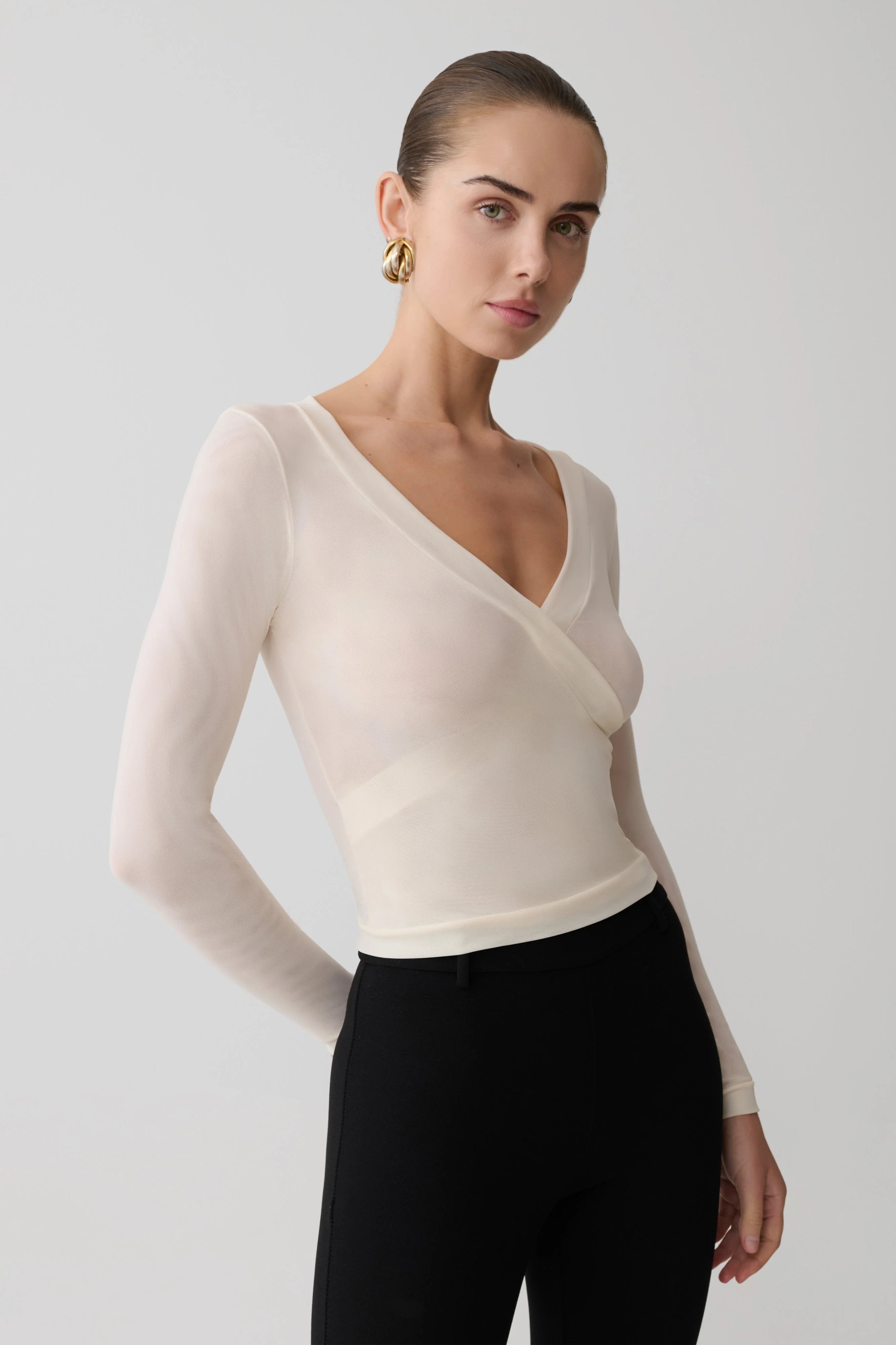 Lumi Long Sleeve Mesh Top Bone