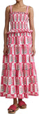 Women Floral Maxi Dress Sleeveless Smocked Ruffle Flowy Boho Sundress with Pockets Summer Vacation