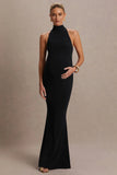 Kaia Black Halter Neck Maternity Dress